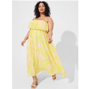 NWT TORRID Maxi Chiffon Strapless Ruffle Dress
